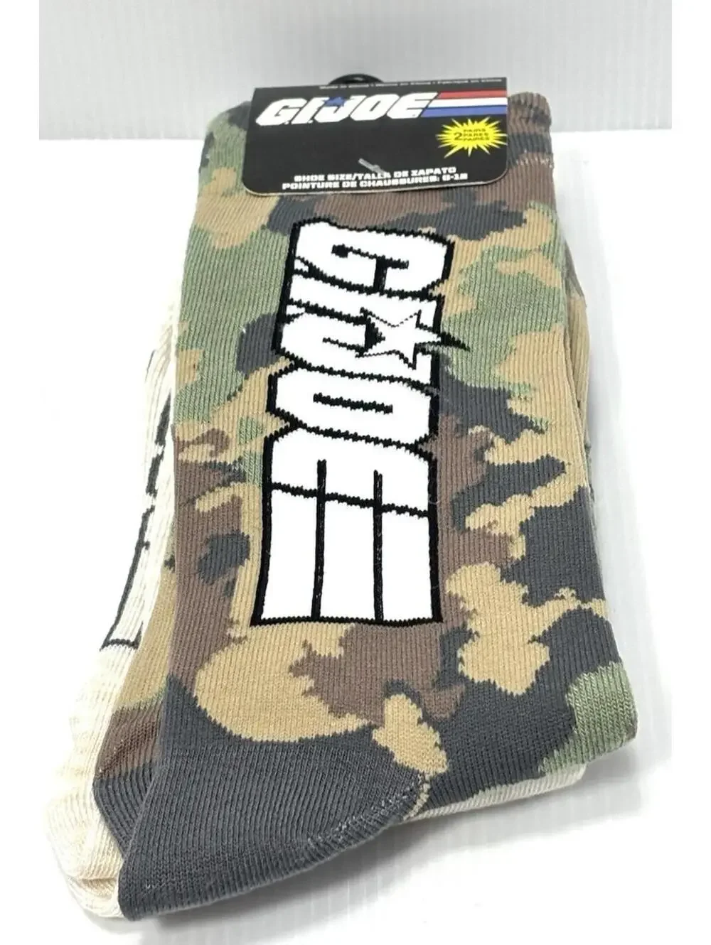G.I. Joe Men’s Camouflage Crew Socks - New With Tags - Green/Tan Camo Size 6-12